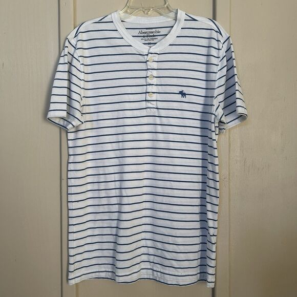 Abercrombie Fitch Y2K Mens T Shirt Medium Striped Preppy School Stretch Comfort - Picture 1 of 8